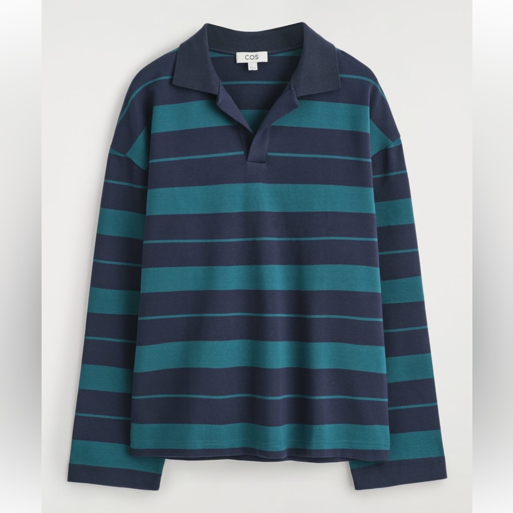 COS Striped Long Sleeve Polo Size M